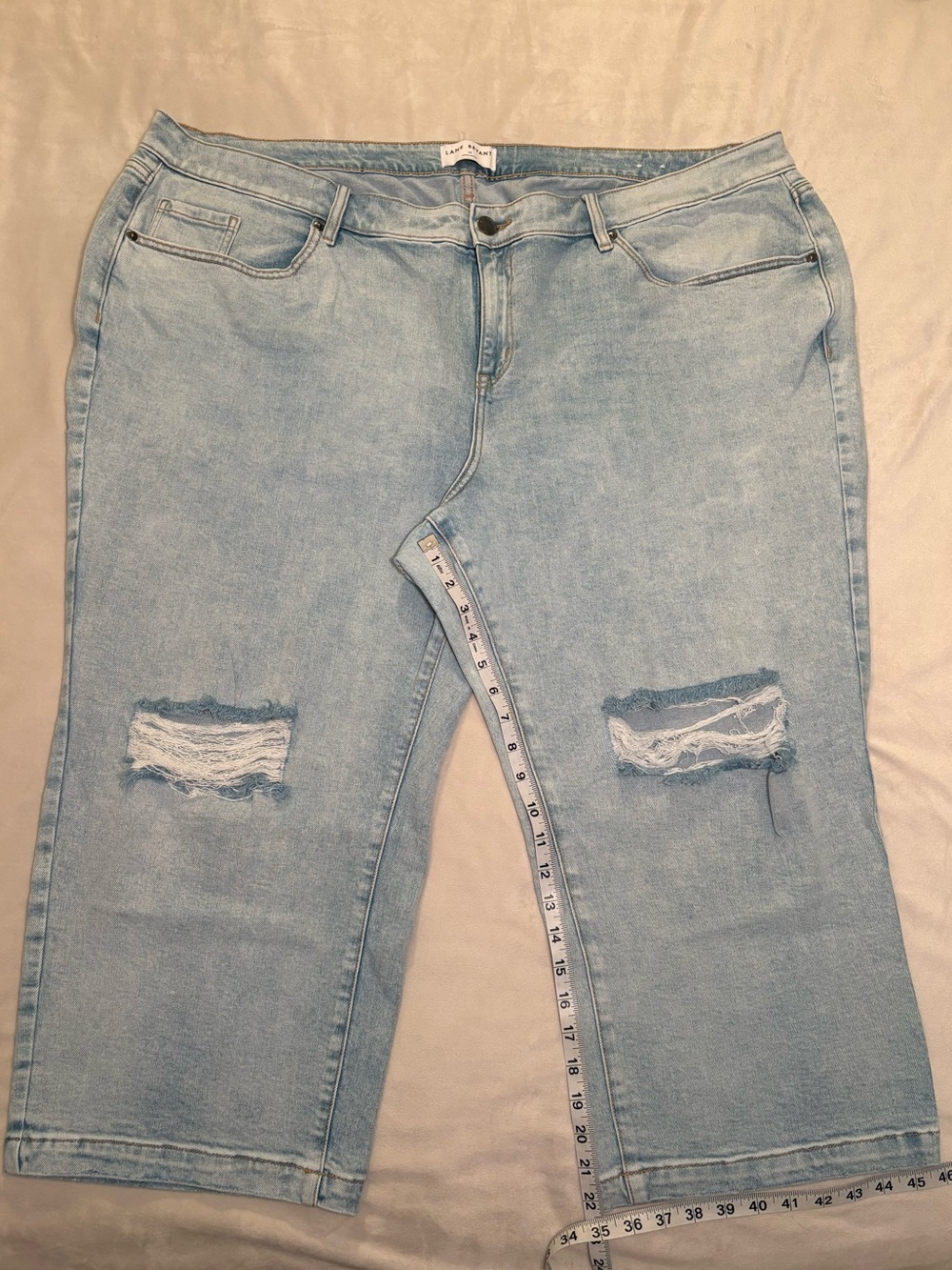 Lane Bryant Light Blue Distressed Cropped Jeans